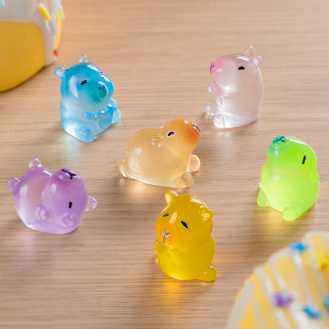 Micro Landscape Luminous Capybara Capybara Doll Cute Cross-Border DIY Jewelry Accessories Car Desktop Small Ornaments