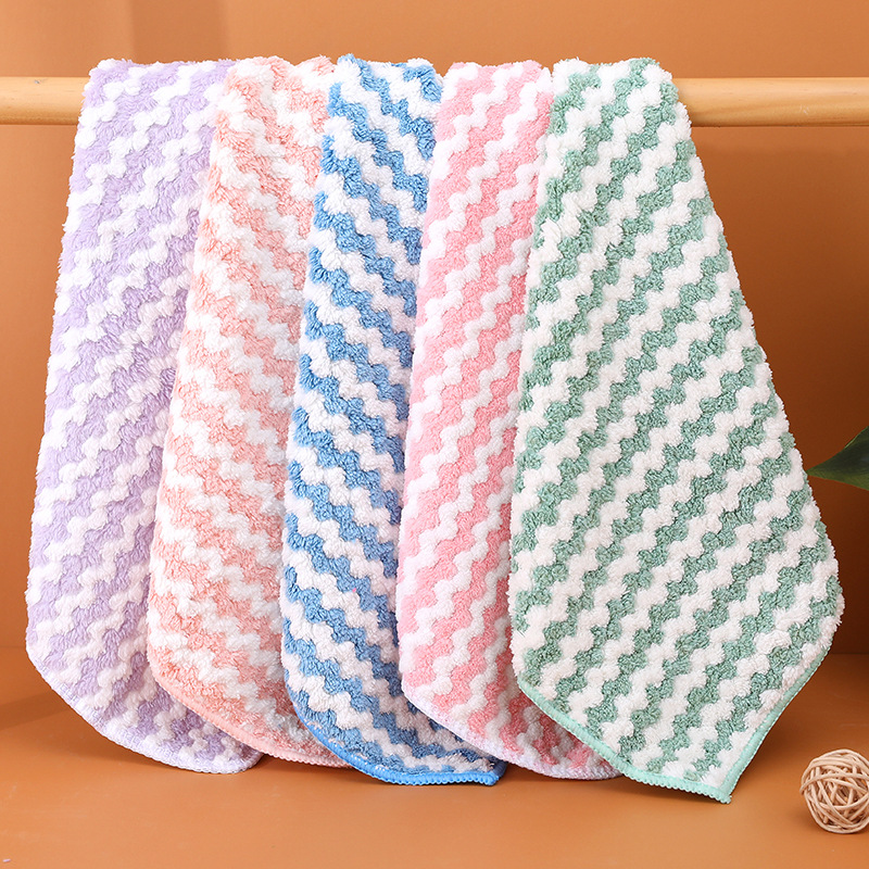 Coral velvet square towel non-stick oil rag furniture non-marking cleaning cloth absorbent scouring pad hand towel wholesale