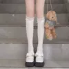 Short floating lace powder white calf socks