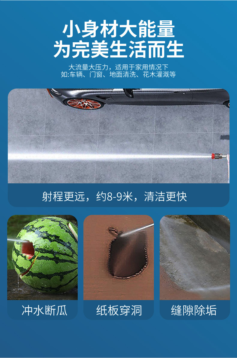 Car Washer High Pressure Water Gun 230W Cordless Cleaning Machine