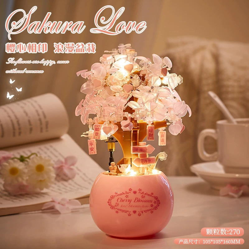 Constructor, brainteaser, handle for mother's day, DIY, bouquet, cherry tree, Birthday gift