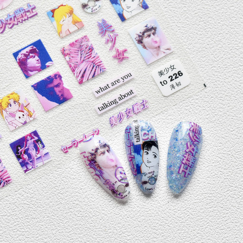 tomoni Thin Tough 226 Adhesive Manicure Stickers Japanese Style Stickers 5d Nail Stickers  New Avatar Beautiful Girl