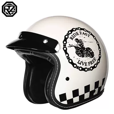 Motosiklet kaskı (dəbilqə) – 3/4 Helmet, Retro Half Helmet, Motorbike Helmet - ivory-white-uninhibited-m