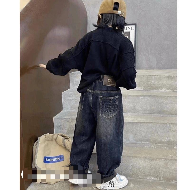 男童加绒牛仔裤新款宽松洋气儿童裤子秋冬款一体绒长裤宝宝休闲裤|undefined