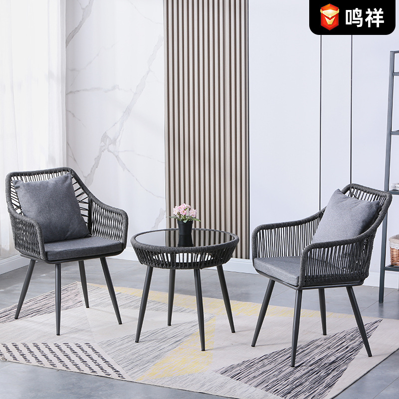 Indoor and outdoor weave Tables and chairs Wicker chair Three outdoors courtyard Open air organization Leisure chair