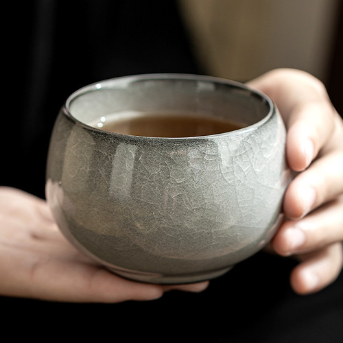 Black ice flower master cup single cup open tea cup tea cup tall men's kung fu ceramics personal office household supplies tea cup