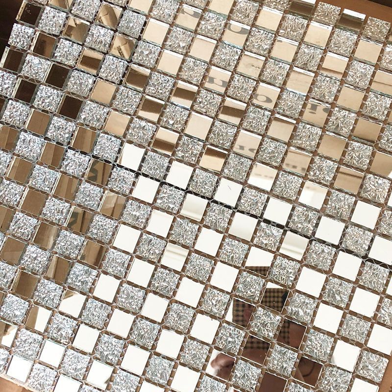 Crystal Glass Mosaic Tile Mirror Background Wall Pool Wall Sticker Self-Adhesive Sheet Glass Sticker 300 Bathroom