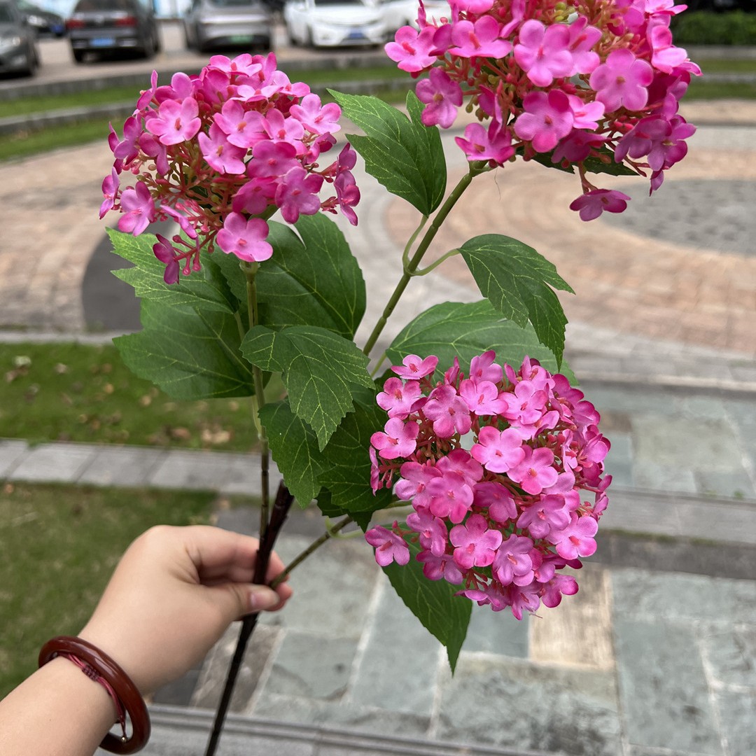 Hortensia de madera de 3 cabezas Rosa Rojo