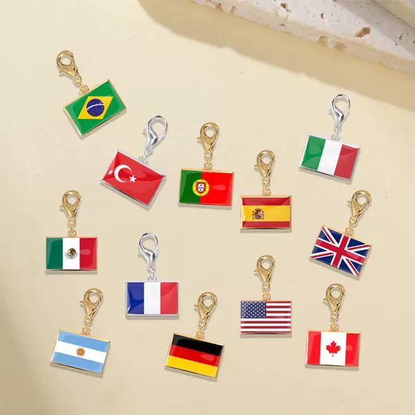 Customizable National Flag Pendants from Various Countries Can Be Made into Bracelets, Trouser Chains, Necklaces, Etc. Stainless Steel Fashion Accessories
