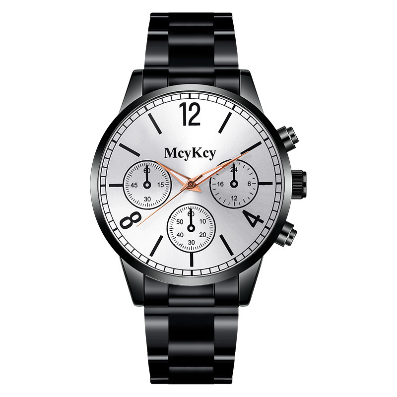 modèle de faux montre à quartz décontractée à trois yeux avec bracelet en acier pour hommes_voghion.com