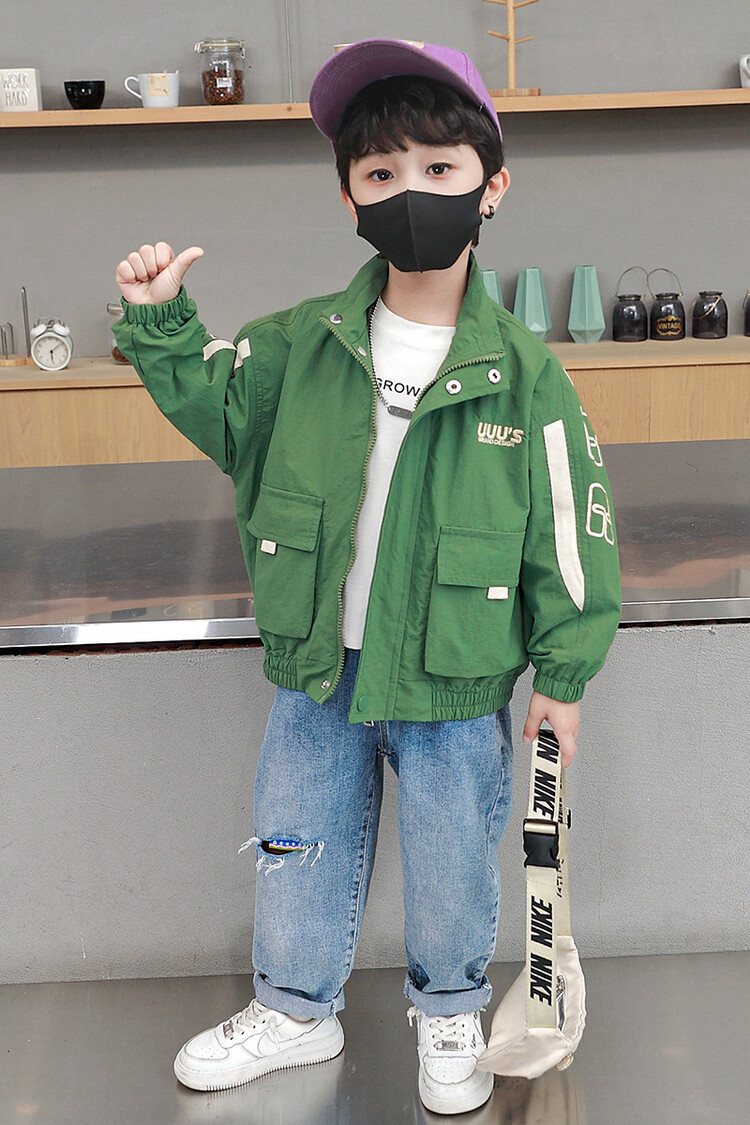 Sprint Suit 2023 Spring and Autumn New Children's Standing Neck Windbreaker Boys' Handsome Versatile_voghion.com