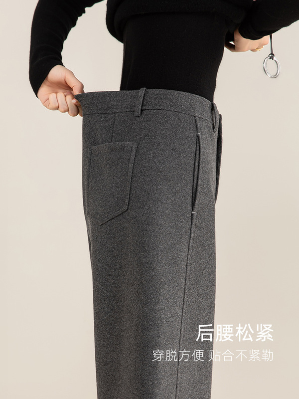 鑫阁桑蚕丝羊毛直筒八分裤女冬季百搭宽松休闲裤子高腰显瘦阔腿裤|undefined
