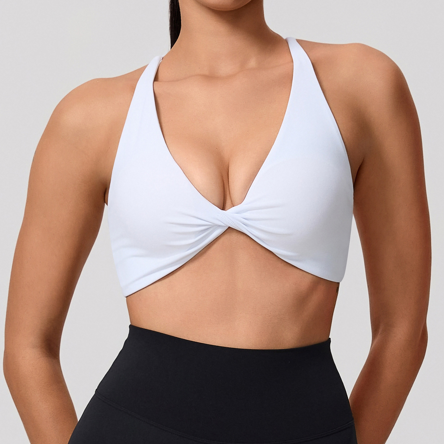 Xijia cruza hombros delgados y revela ropa interior deportiva femenina con sensación de nube, cuello con almohadilla para el pecho, sujetador ajustado de yoga transfronterizo y Fitness image 8