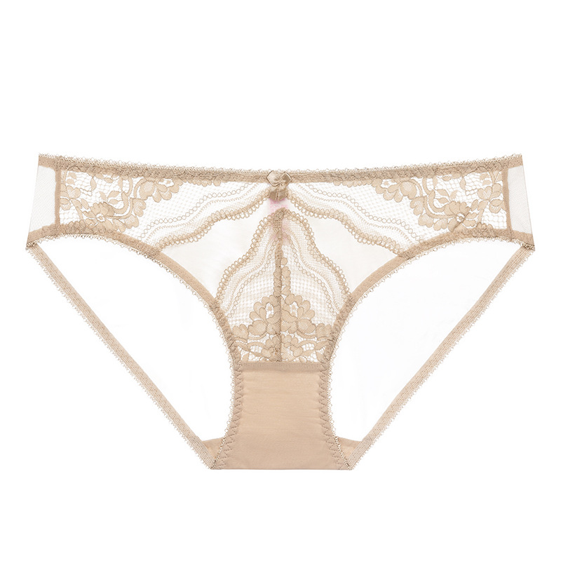 Encaje transfronterizo europeo y americano damas francés sexy puro deseo calzoncillos de cintura baja malla transpirable pantalones nuevos ultrafinos