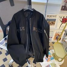 美式vintage字母刺绣飞行员夹克男春秋季高街vibe休闲棒球服外套