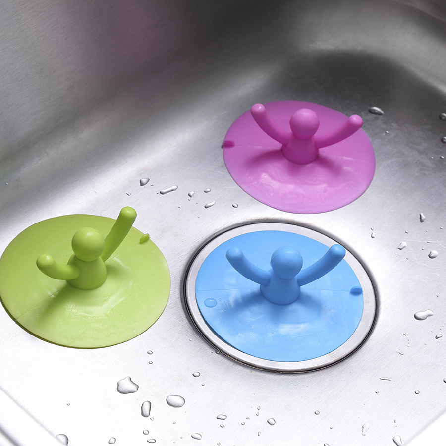 Small partner kitchen bathroom sink plug silicone floor drain cover small person wash basin bathtub sewer plug