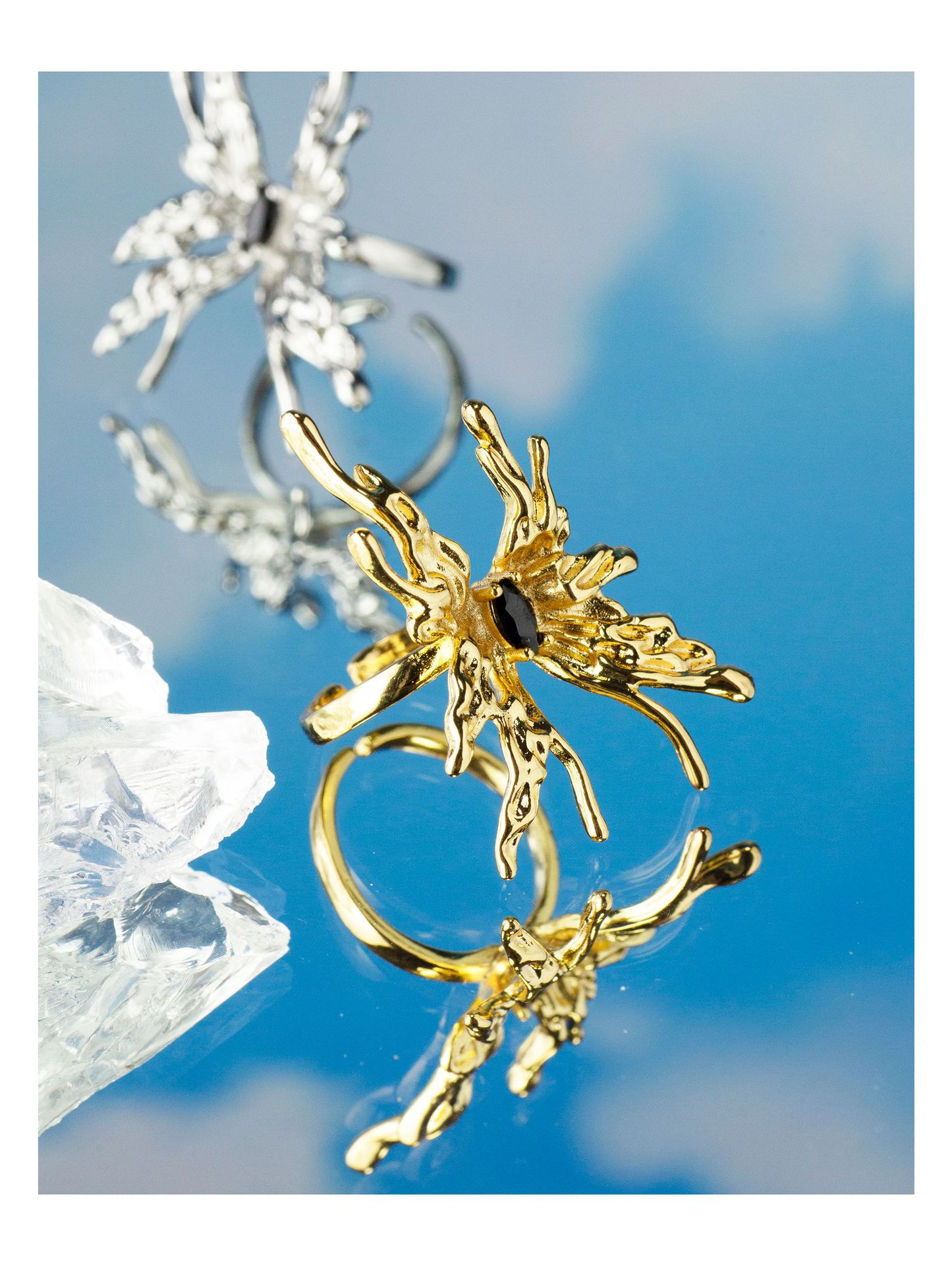 Fashion Butterfly Copper Plating Zircon Open Ring 1 Piece