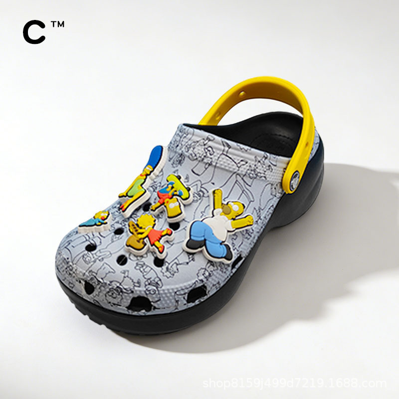 Cross Cloud Simpsons Croc-Style Shoes Summer Breathable Trendy Cool Non-Slip Beach Sandals
