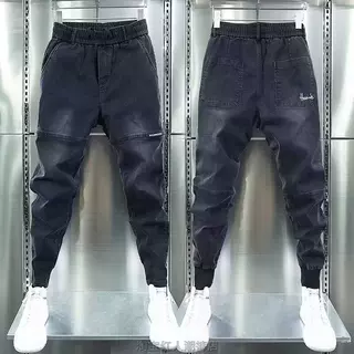秋冬款男士时尚修身小脚裤潮流网红痞帅百搭牛仔裤潮牌束脚休闲裤