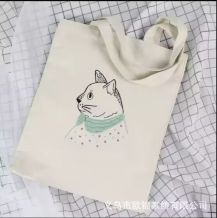 Directo de fábrica bolsa de almuerzo bolsa de lona hecha a mano de tela DIY bordado Europeo material paquete kit de costura