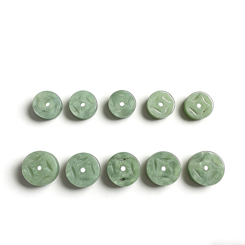 Natural Burmese Jade A-Grade Money Beads Loose Pieces 10.5mm DIY Jewelry Accessories Spacer Pieces Safety Buckle Jade Wholesale
