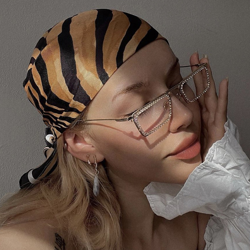 复古小方框金属太阳镜韩版时尚海洋片眼镜女潮酷个性镶钻网红墨镜|ru