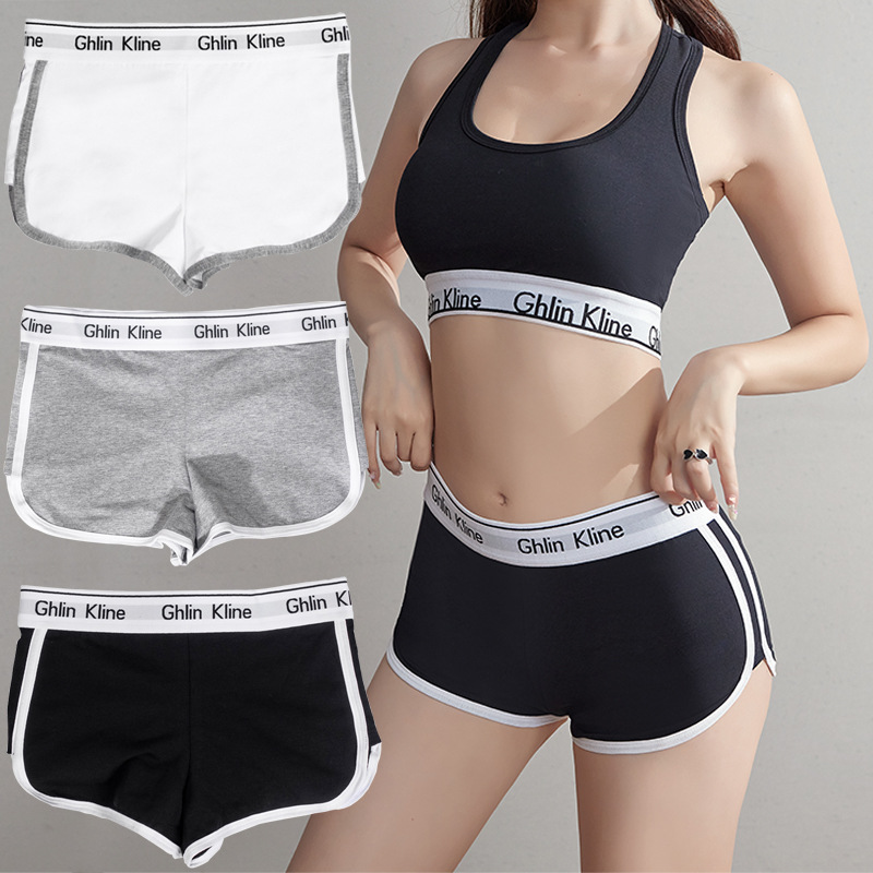 Women's Pure Cotton Boxer Briefs Double-Layer Inner Outdoor Boxer Briefs Leggings Sports Shorts Yoga Underwear