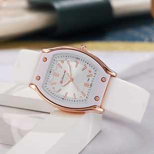 New Style Fragrant Style Wine Barrel Square Women's Silicone Watch High Color Value Women's Watch Student Women's Niche Quartz Watch