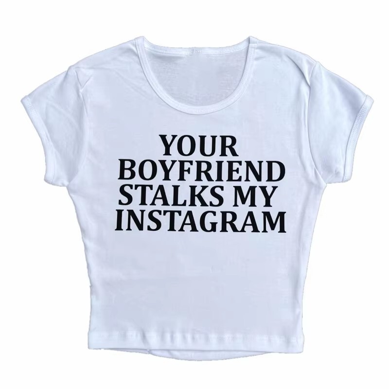 Foreign Trade American-style Pullover Crewneck Letter Printed T-shirt Summer Fashion Slimming All-match Hot Girl Women's Top