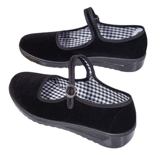 Old Beijing cloth shoes women's shoes hotel black work shoes non-slip casual mom shoes flat shoes street stall supply wholesale