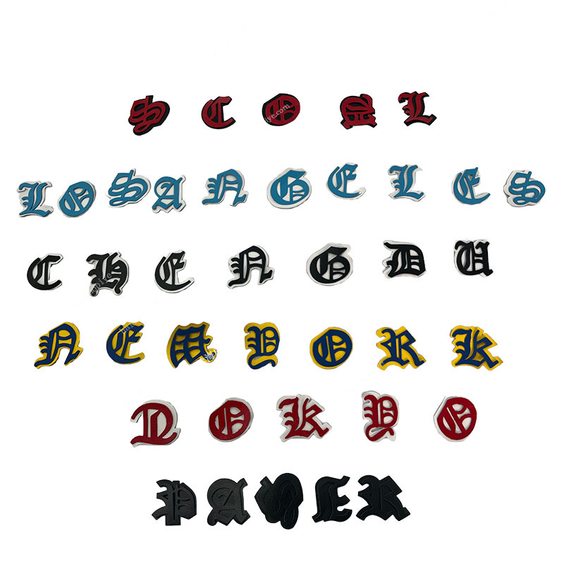 CH限定稀有白蓝配色哥特梵文贴皮真皮补丁贴十字架皮标DIY多色