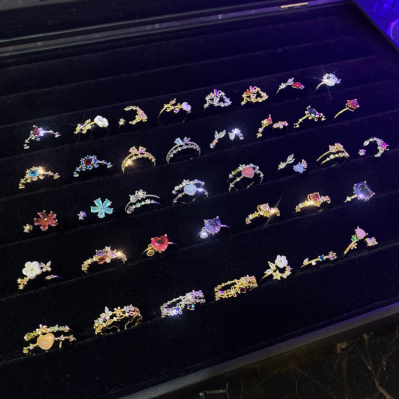 Fashion Geometric Copper Plating Artificial Diamond Open Ring