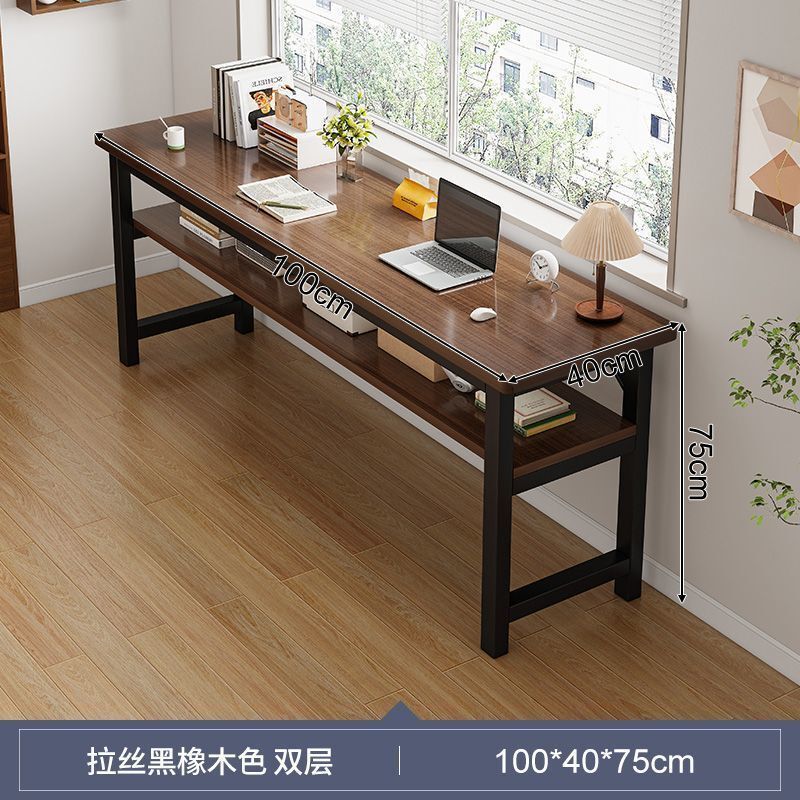 长条桌子简易出租屋用双层靠墙书桌子长方形电脑桌家用客厅双人桌|undefined