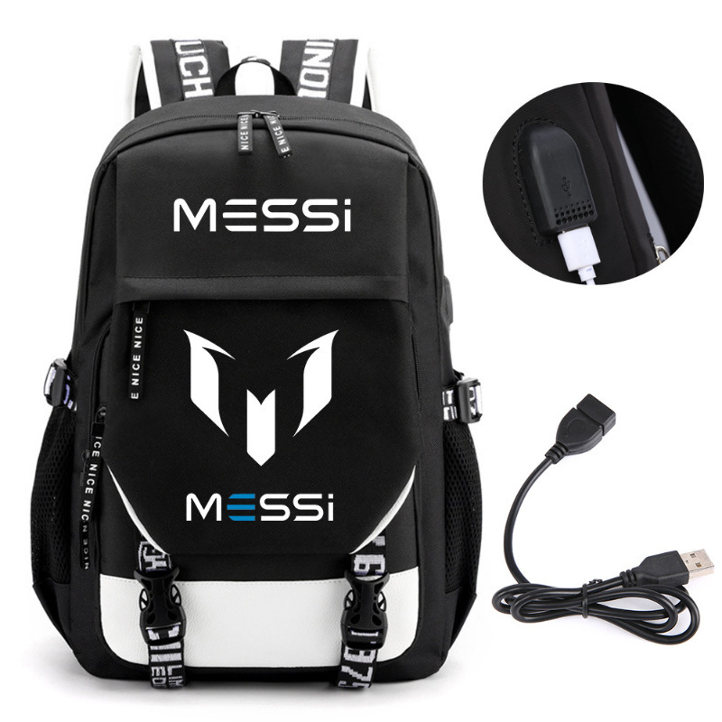 Estrellas de fútbol transfronterizas mochila perimetral mochila de computadora USB de gran capacidad para adolescentes bolsas escolares