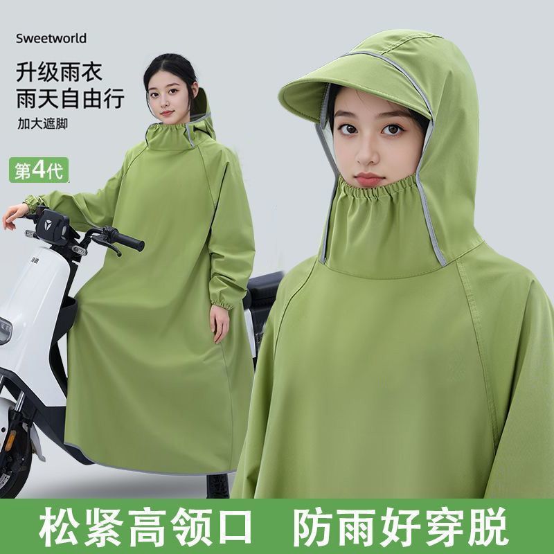 Raincoat Full-Body Anti-Storm Motorcycle Raincoat for Men, Adult Rain Poncho with Sleeves, Women's Electric Student All-In-One Hiking Raincoat