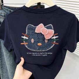 Hello Kitty童装女童白色短袖T恤夏季儿童卡通印花上衣百搭体恤