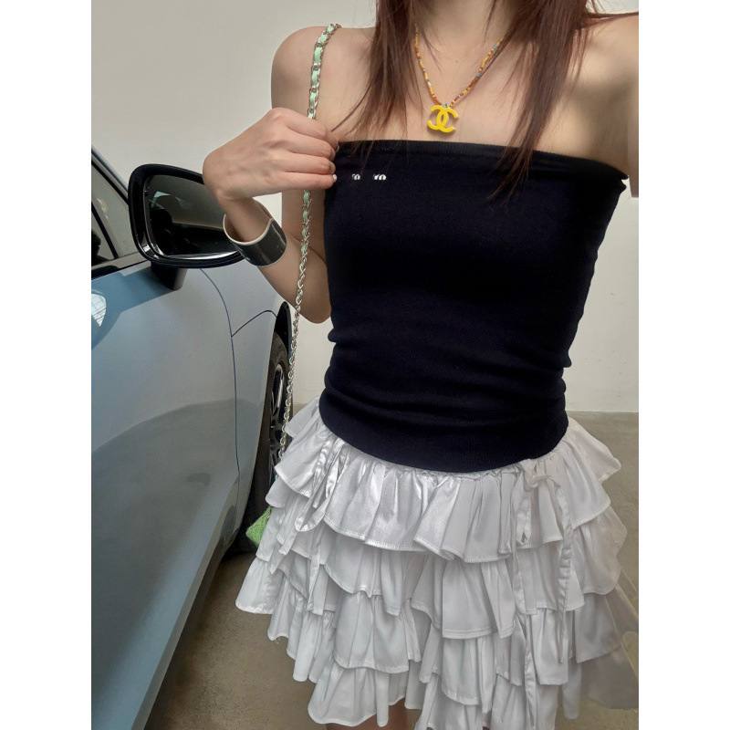 Nanyou Miu Style Ceiling Women's Clothing 2025 Spring/Summer Letter Patch Logo Strapless Top