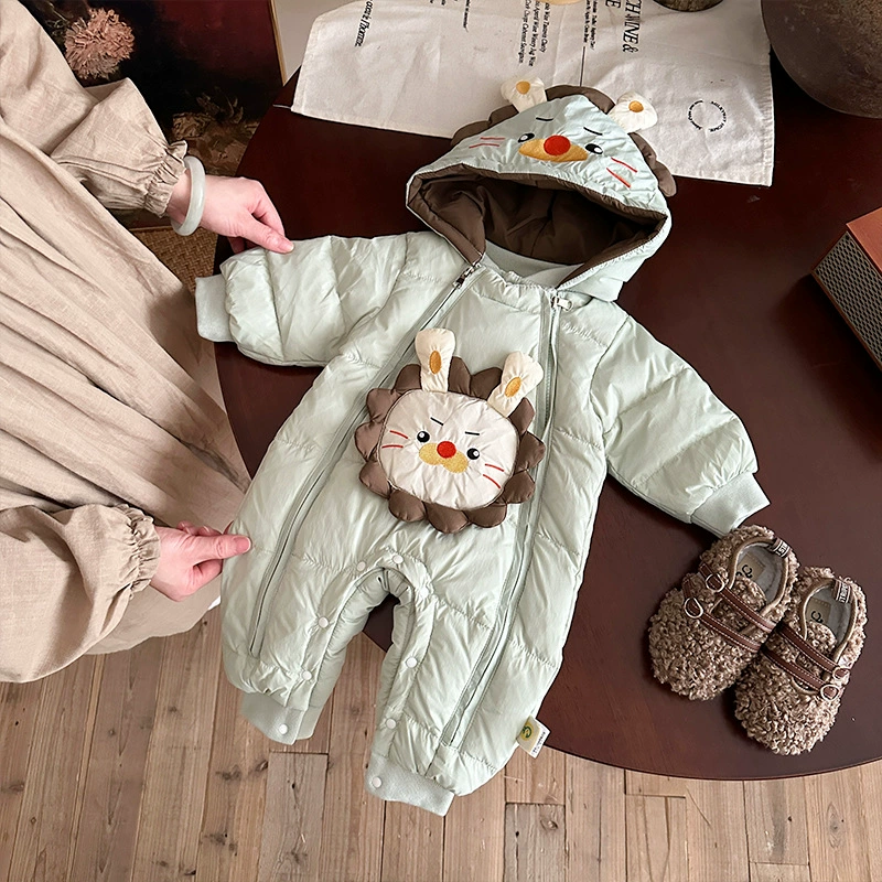 Детский пуховик 2025 года, новая зимняя модель для девочек, стильный комбинезон на флисовой подкладке для прогулок, тип А