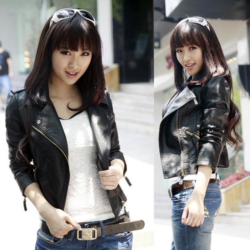 Foreign trade wholesale spring new Korean lapel women PU leather coat large size motorcycle women's leather jacket coat Foreign trade wholesale spring new Korean lapel women PU leather coat large size motorcycle women's leather jacket coat
