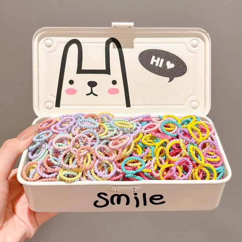 Color coreano pequeño pulgar anillo de cabello para chicas bajo cabello de cola de caballo no lesiones cabello elástico buena cuerda de cabeza cubierta de cuero para niños