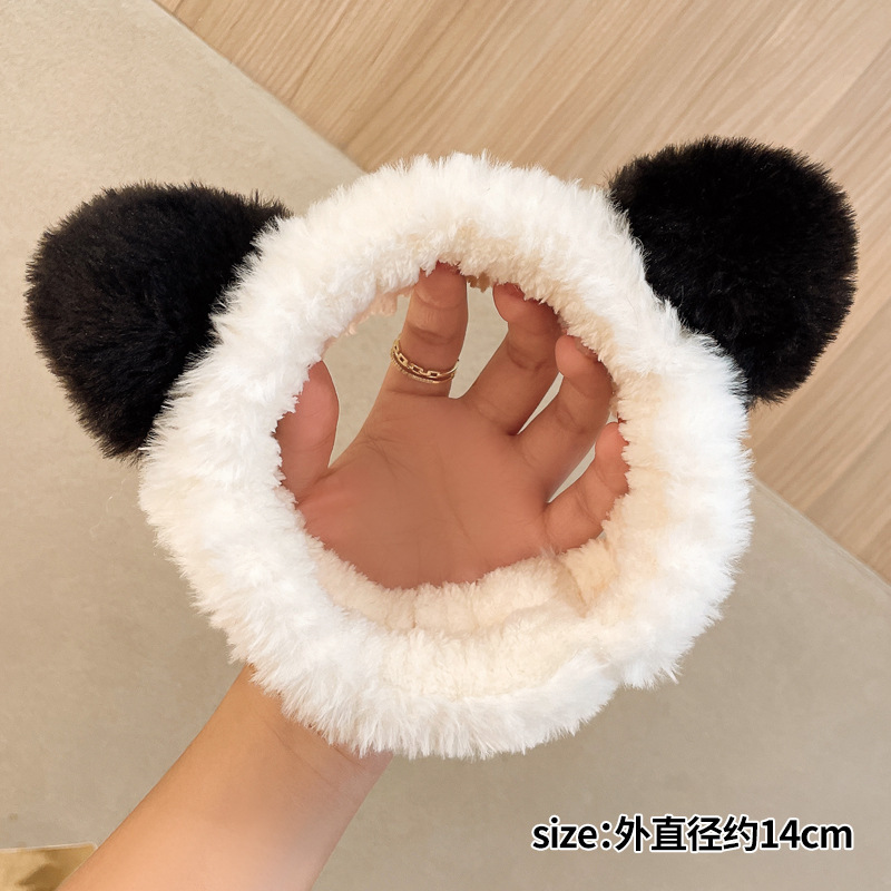 卡通熊猫发箍女2025新款发箍毛绒洗脸发带秋冬敷面膜专用发夹头饰|undefined