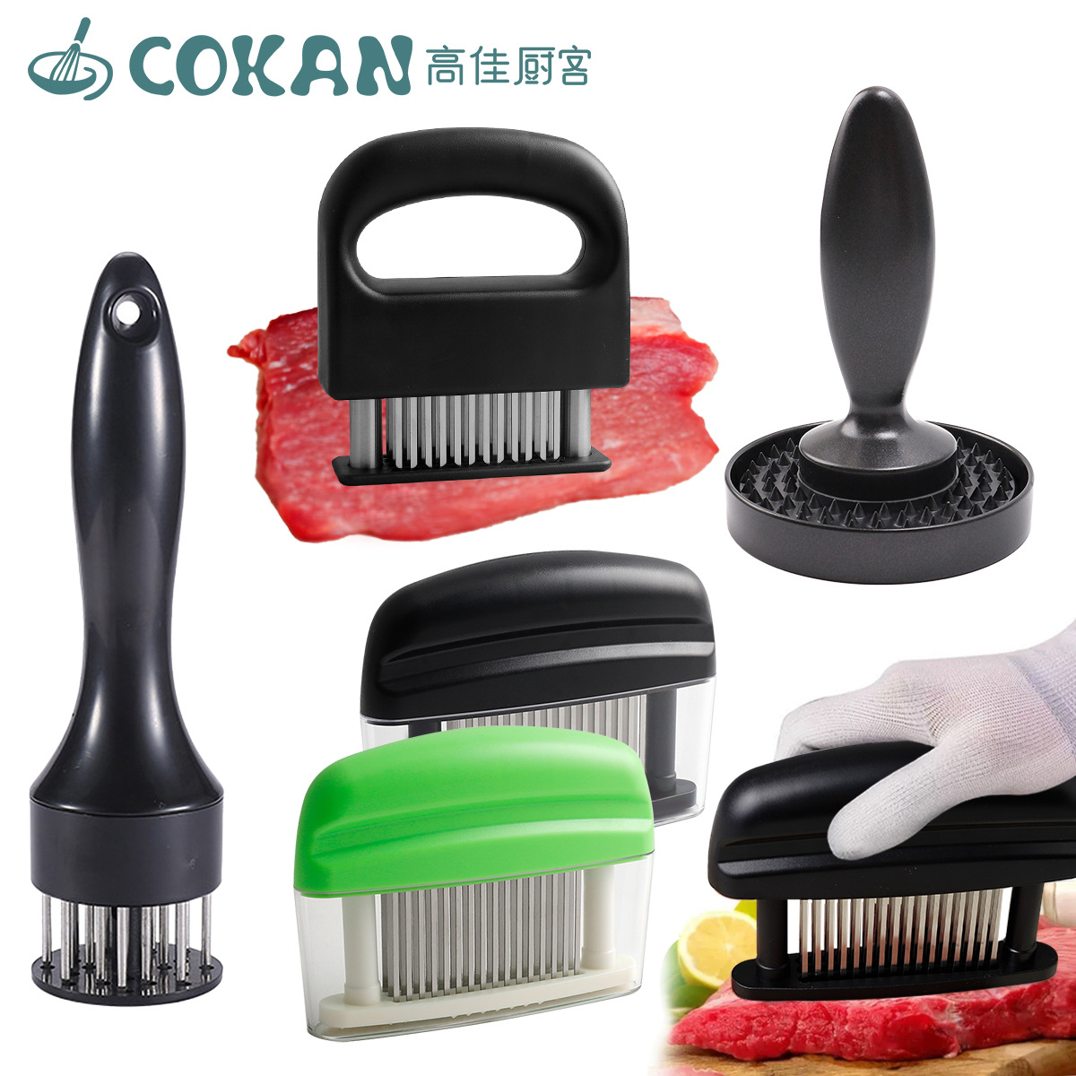 厂家现货两用肉锤汉堡压不锈钢家用嫩肉针牛排锤嫩肉器插肉针敲肉