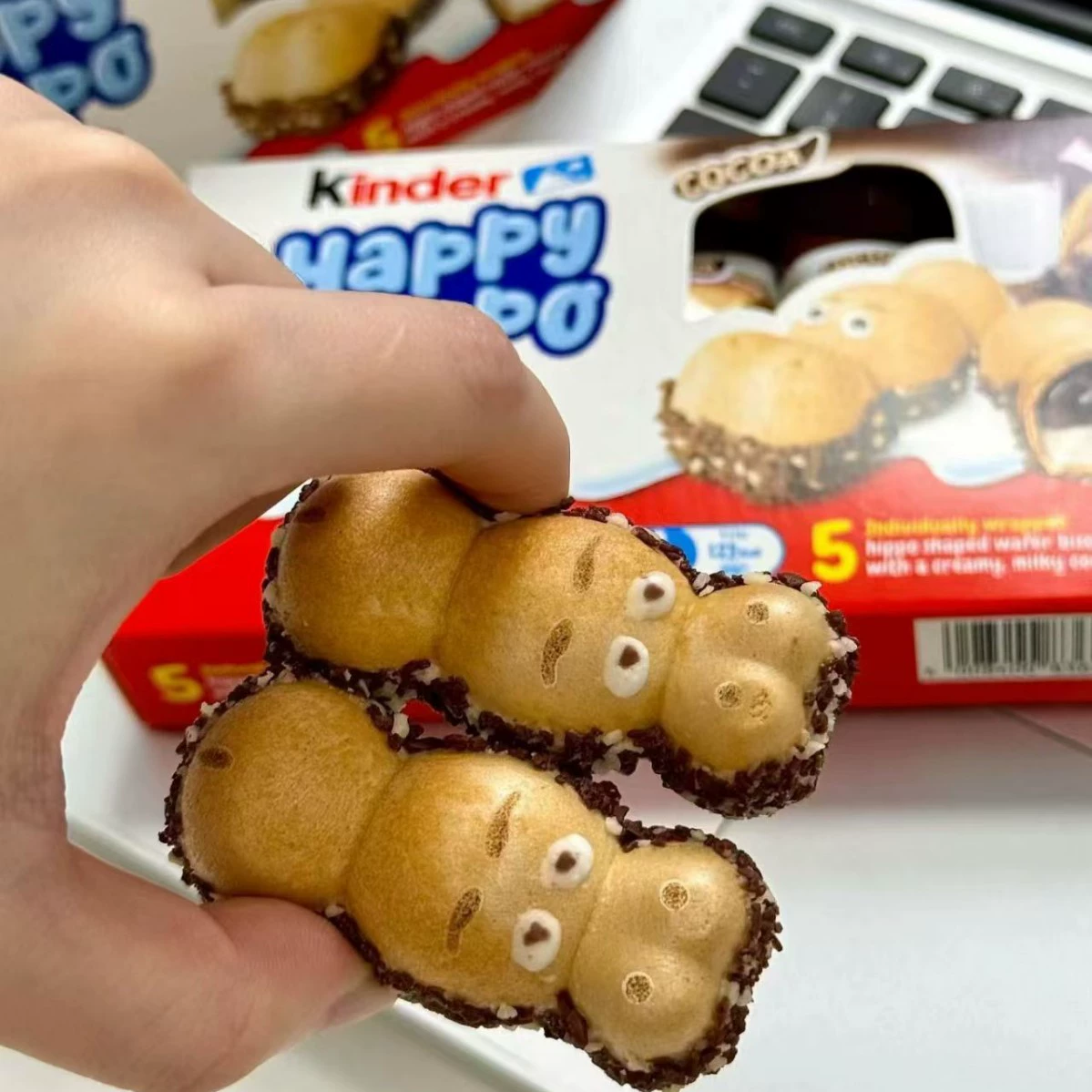 Печенье Kinder Happy Hippo — коробка 103,5 г, вафля с молочным шоколадом и фундуком (5 шт.)