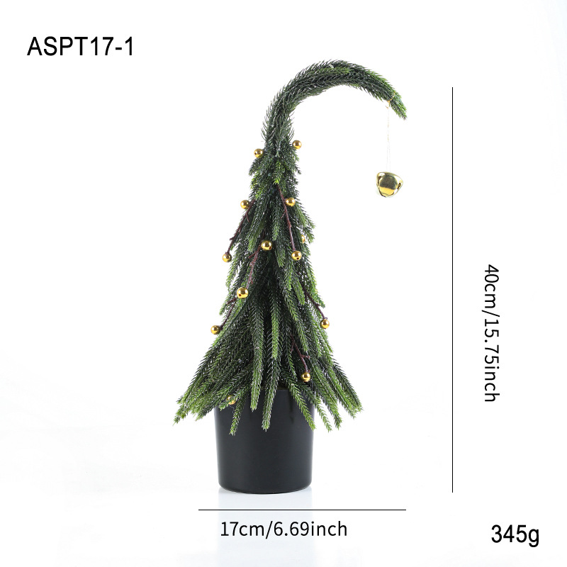 Simulación de plástico verde con nieve mini fruta roja árbol de Navidad decoración de mesa decoración pequeño regalo de Navidad