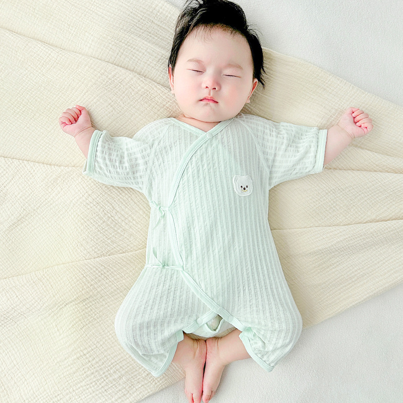 Bebé verano mono recién nacido algodón fino manga corta monje verano hombres y mujeres niños pequeños mampara ropa de bebé