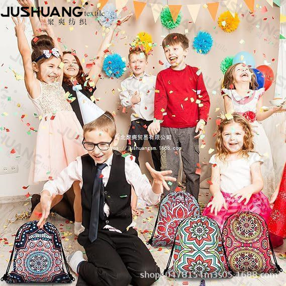 嬉皮士波西米亚束口袋一嬉皮士波西米亚儿童生日派抽绳双肩背包袋