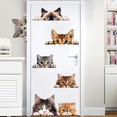 廠家批發新款彩色多款貓咪自粘牆貼畫客廳臥室兒童房裝飾畫KSA-13