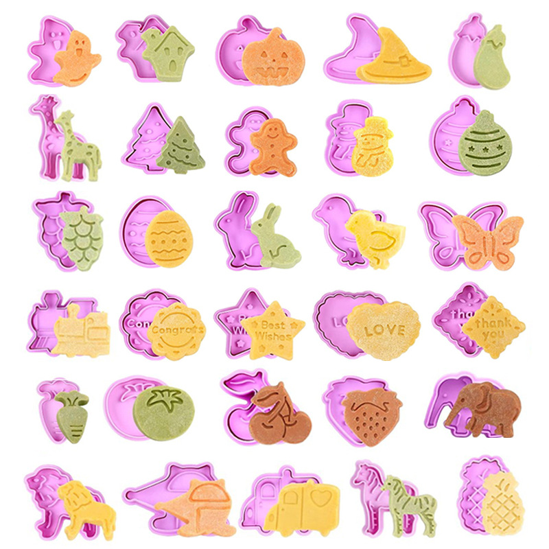 3d Cartoon Cookie Mold Fold Sugar Cake Printing Parent-Child DIY Baking Set Resurrection Christmas Press Mold