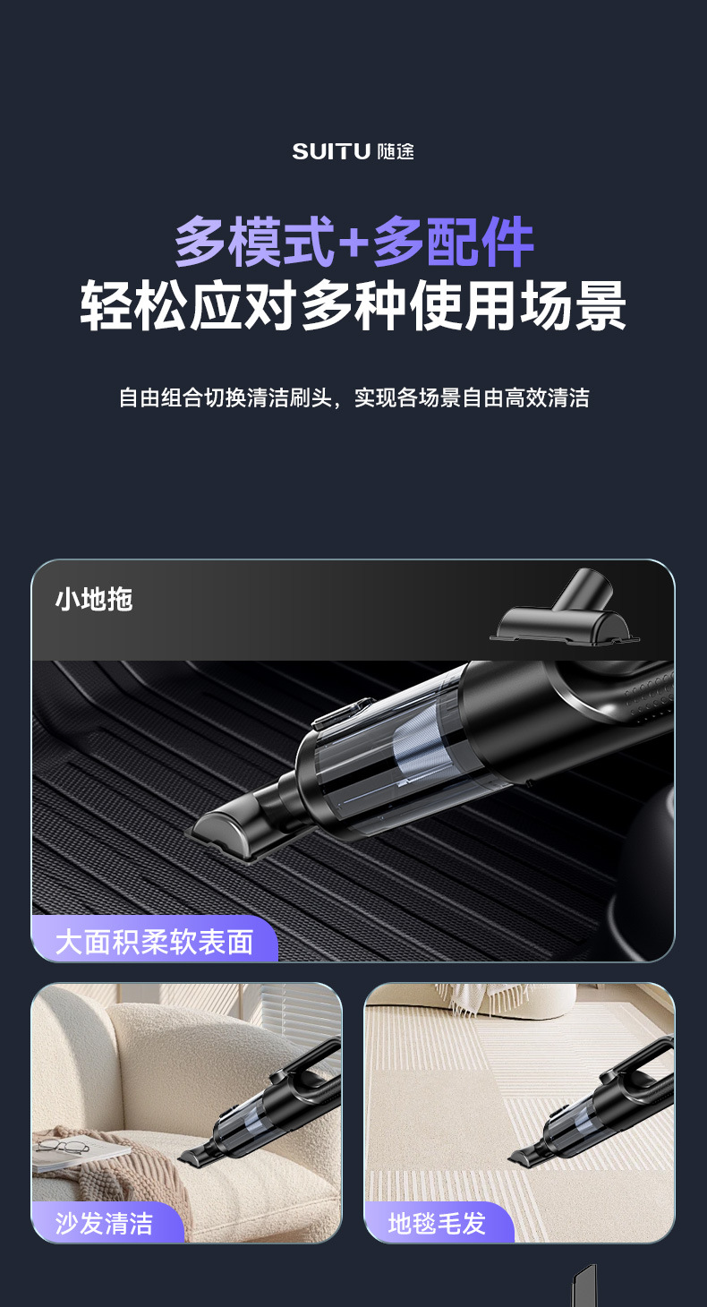 New model of foreign trade car vacuum cleaner with super powerful suction, suitable for car and home use, handheld small wireless vacuum cleaner for the car interior