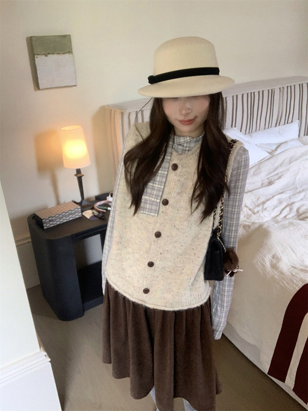 自留款秋冬温柔小众复古感纽扣设计显瘦百搭灯芯绒中裙粉色半身裙|undefined